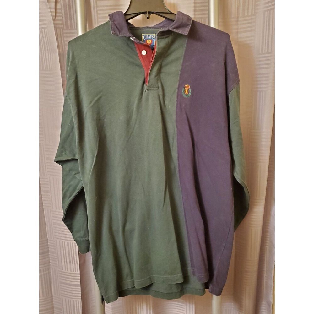 Chaps Ralph Lauren Vintage Polo Shirt Long Sleeve Colorful Striped Men Size XL